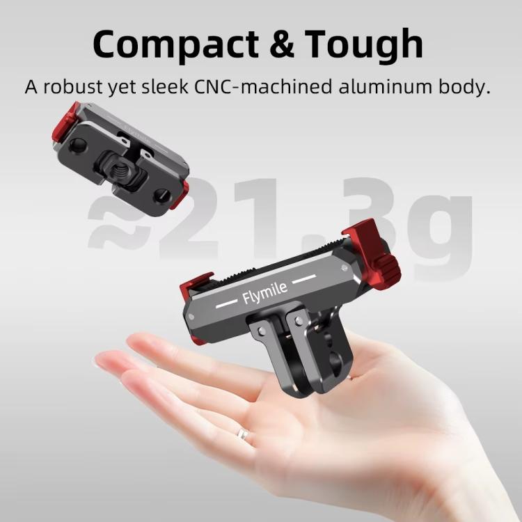 Soporte de extensión plegable de dos mordazas con base magnética de liberación rápida Flymile para cámaras de acción DJI Osmo Nano, Metal