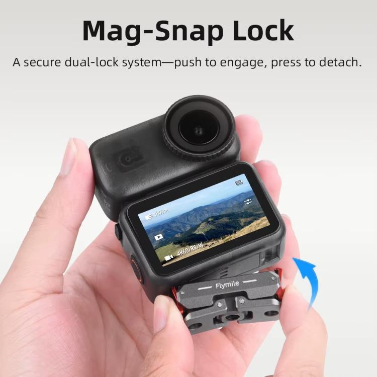 Soporte de extensión plegable de dos mordazas con base magnética de liberación rápida Flymile para cámaras de acción DJI Osmo Nano, Metal