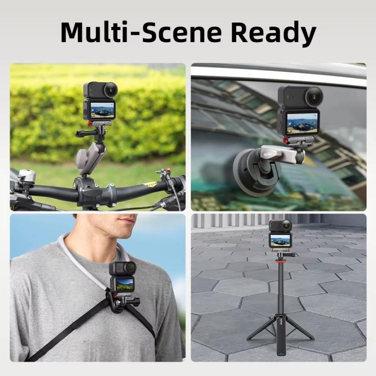 Soporte de extensión plegable de dos mordazas con base magnética de liberación rápida Flymile para cámaras de acción DJI Osmo Nano, Metal