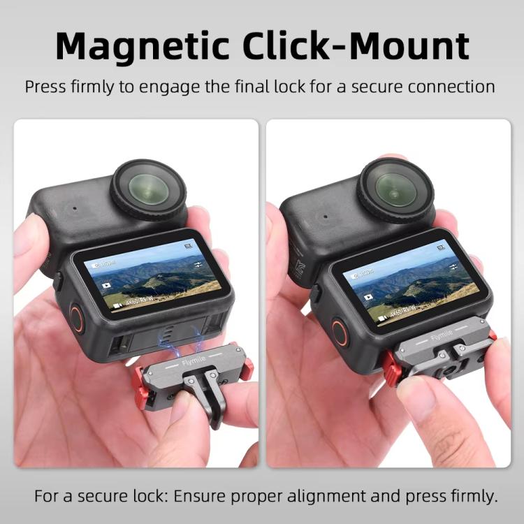 Soporte de extensión plegable de dos mordazas con base magnética de liberación rápida Flymile para cámaras de acción DJI Osmo Nano, Metal