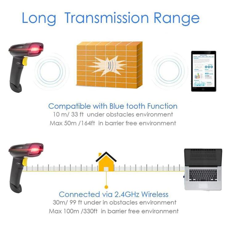 Lector de códigos QR portátil inalámbrico Bluetooth 1D/2D, NETUM NT-1228BL