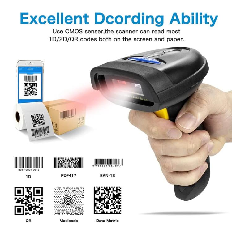 Lector de códigos QR portátil inalámbrico Bluetooth 1D/2D, NETUM NT-1228BL