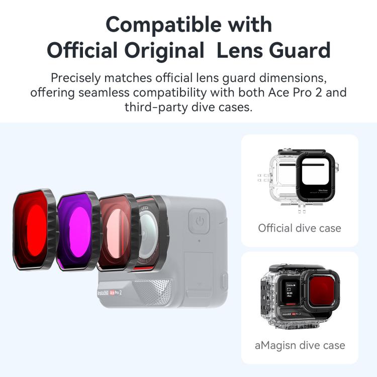Filtro de buceo aMagisn para Insta360 Ace Pro 2 y protector de lente de cámara sumergible e impermeable.