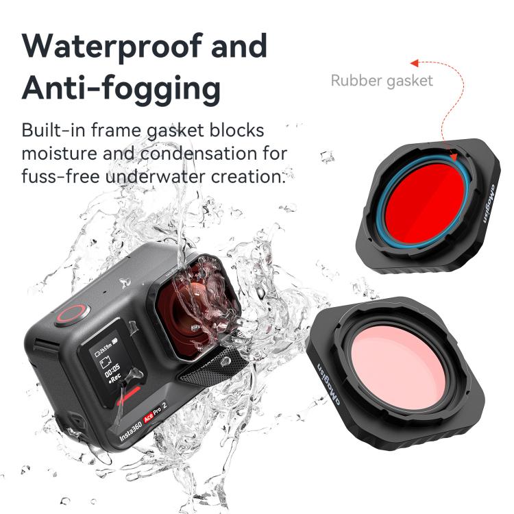 Filtro de buceo aMagisn para Insta360 Ace Pro 2 y protector de lente de cámara sumergible e impermeable.