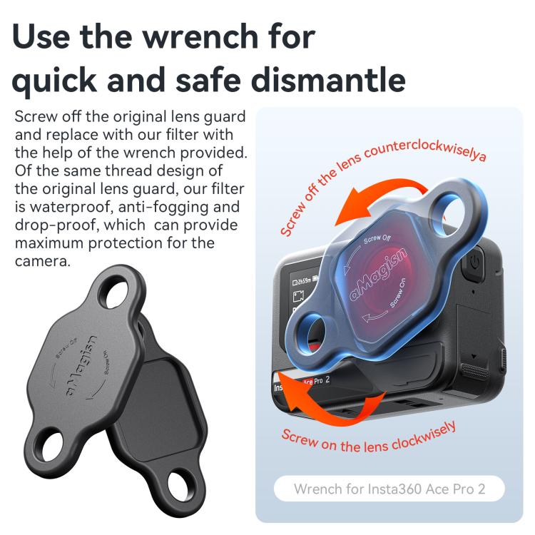 Filtro de buceo aMagisn para Insta360 Ace Pro 2 y protector de lente de cámara sumergible e impermeable.