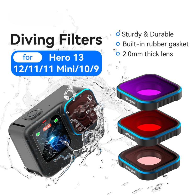 Filtro de buceo aMagisn para GoPro HERO13 Black /12 Black /11 Black /11 Black mini /10 Black /9 Black