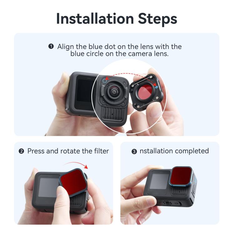 Filtro de buceo aMagisn para GoPro HERO13 Black /12 Black /11 Black /11 Black mini /10 Black /9 Black