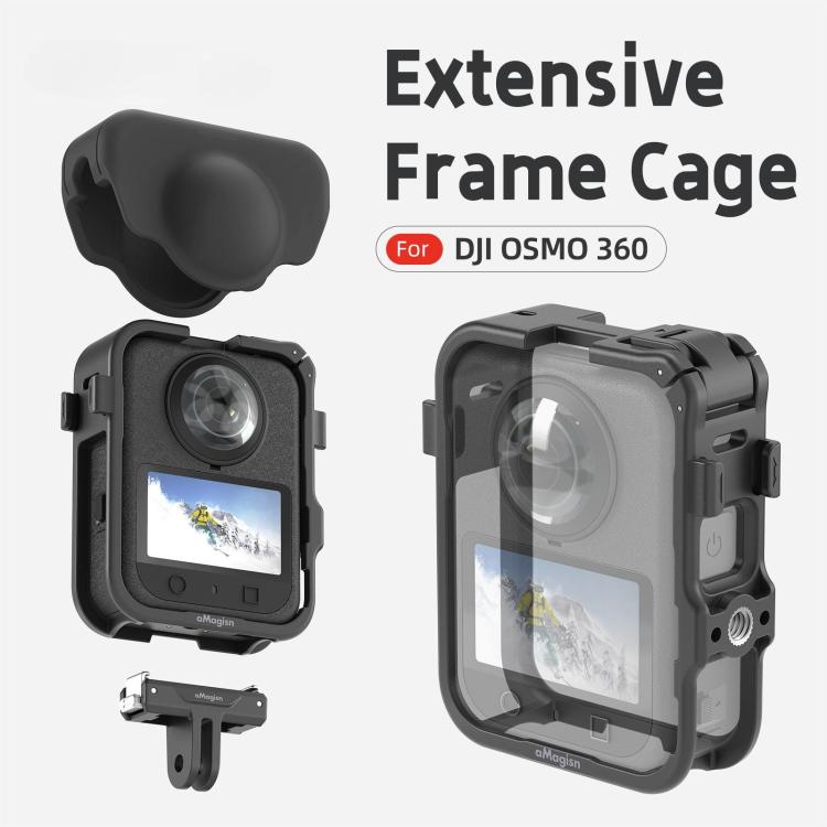 Jaula de expansión aMagisn para DJI Osmo 360, marco de plástico con tapa para lente.