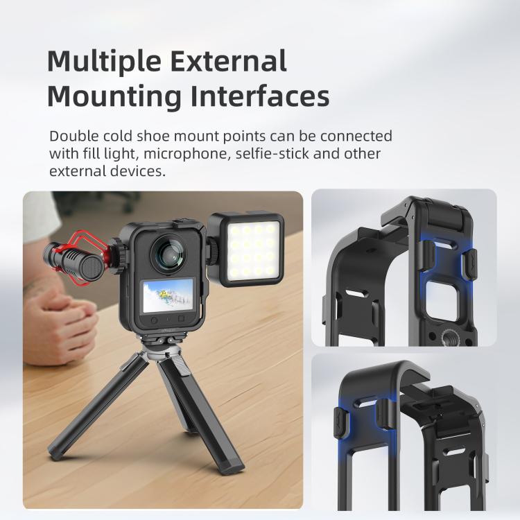 Jaula de expansión aMagisn para DJI Osmo 360, marco de plástico con tapa para lente.