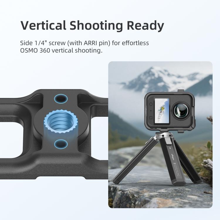 Jaula de expansión aMagisn para DJI Osmo 360, marco de plástico con tapa para lente.