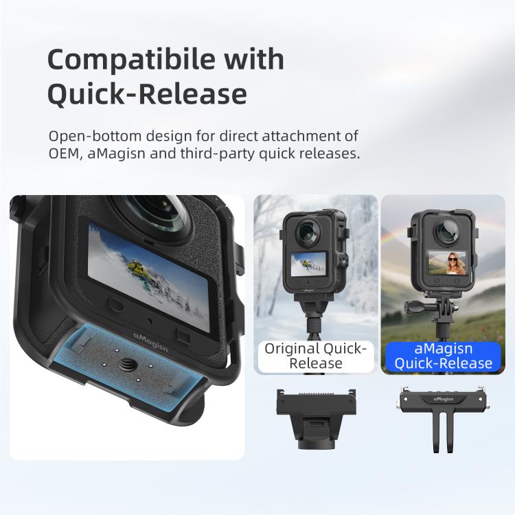Jaula de expansión aMagisn para DJI Osmo 360, marco de plástico con tapa para lente.