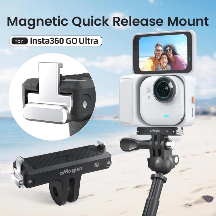 Adaptador de montaje de plástico con base magnética de liberación rápida aMagisn para la cámara Insta360 Go Ultra