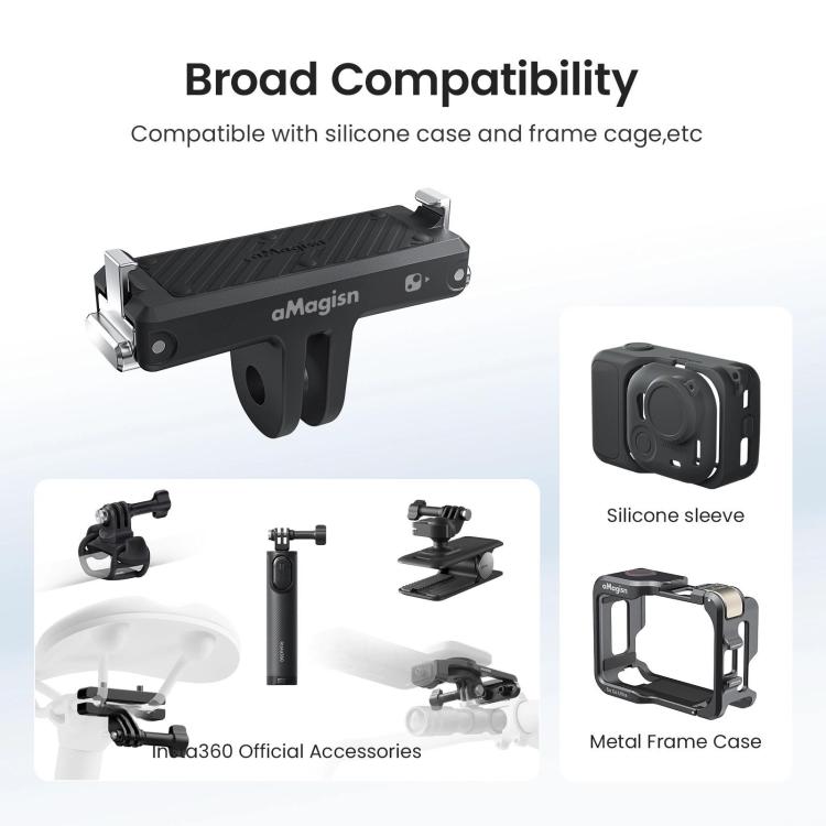 Adaptador de montaje de plástico con base magnética de liberación rápida aMagisn para la cámara Insta360 Go Ultra