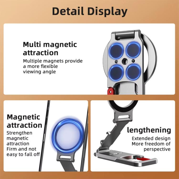 Soporte magnético MagSafe para teléfono móvil con clip metálico plegable y soporte extensible de 1/4., MB015