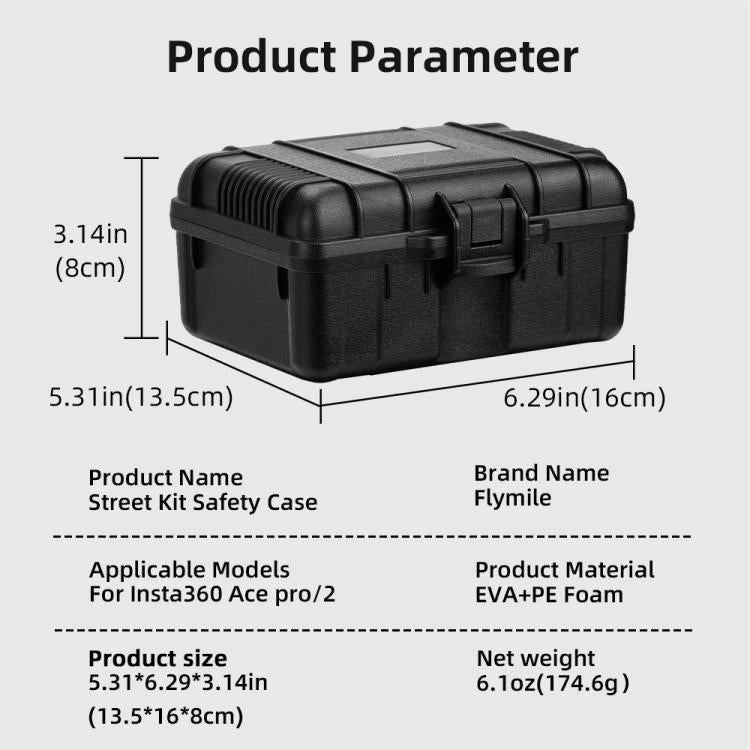 Estuche de transporte Flymile para el kit de fotografía callejera Insta360 Ace Pro y Ace Pro 2. Caja de almacenamiento protectora a prueba de golpes., Carrying Case