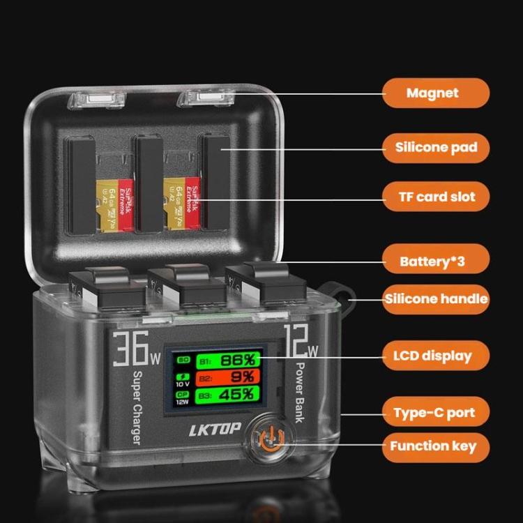 Organizador multifuncional para cargar baterías de DJI Osmo 360 / Action 5 Pro / Action 4 / Action 3, LKTOP ACG247