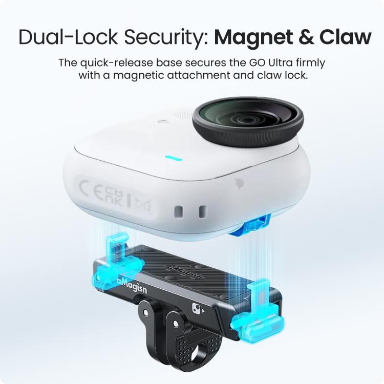 Adaptador magnético de liberación rápida de metal AMagisn para cámara Insta360 Go Ultra con rosca de 1/4 de pulgada.