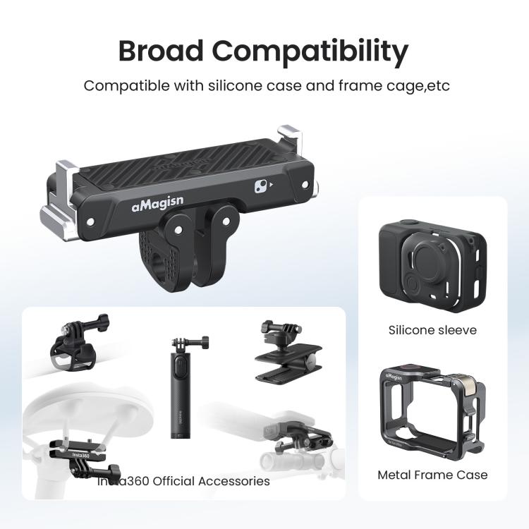 Adaptador magnético de liberación rápida de metal AMagisn para cámara Insta360 Go Ultra con rosca de 1/4 de pulgada.