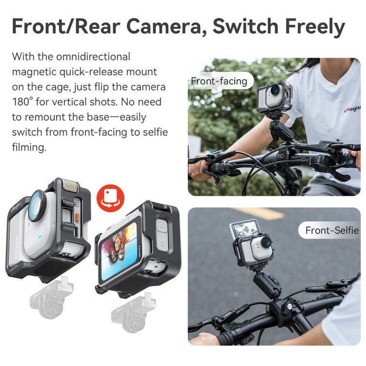 Jaula metálica AMagisn para Insta360 GO Ultra Quick Release con marco protector y cubierta de silicona.
