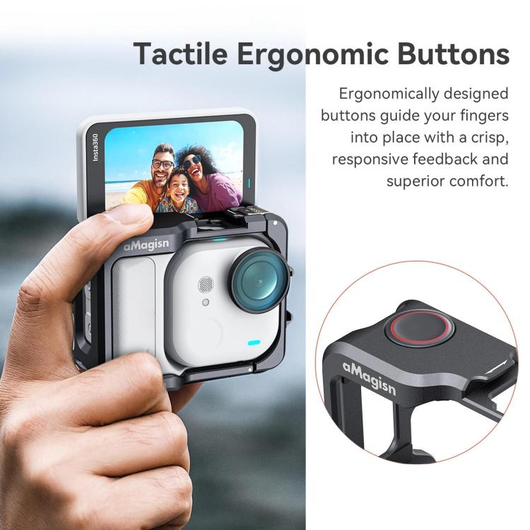 Jaula metálica AMagisn para Insta360 GO Ultra Quick Release con marco protector y cubierta de silicona.