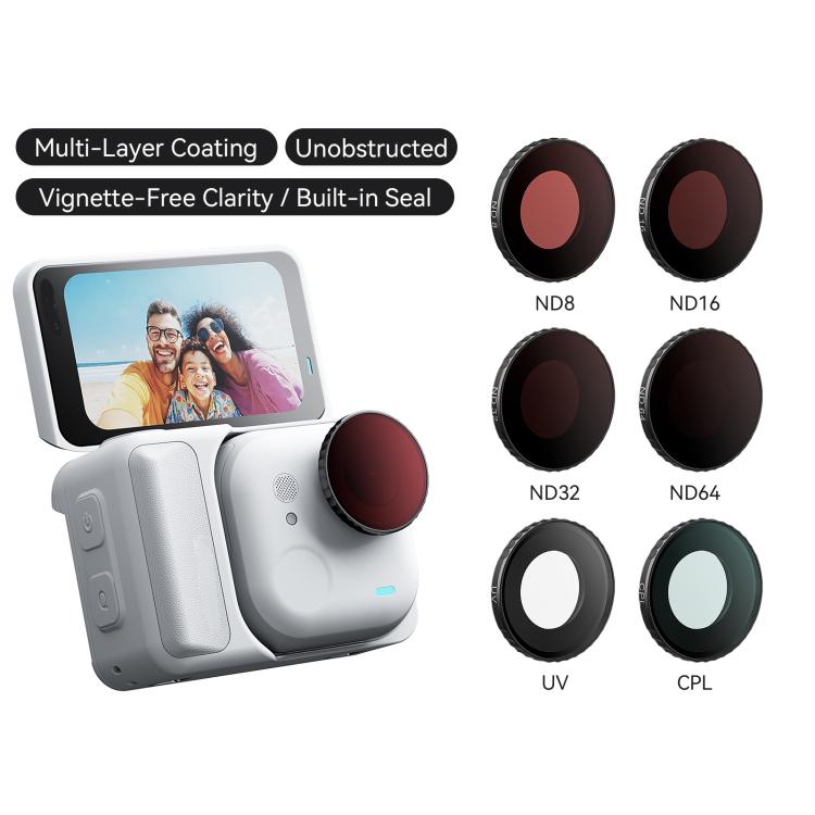 Para Insta360 GO Ultra aMagisn Filtro impermeable Marco de aleación de aluminio Lente antivaho, UV, CPL, ND8/16/32/64, ND8/16/32+CPL