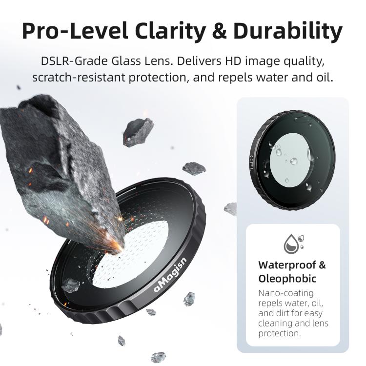 Para Insta360 GO Ultra aMagisn Filtro impermeable Marco de aleación de aluminio Lente antivaho, UV, CPL, ND8/16/32/64, ND8/16/32+CPL