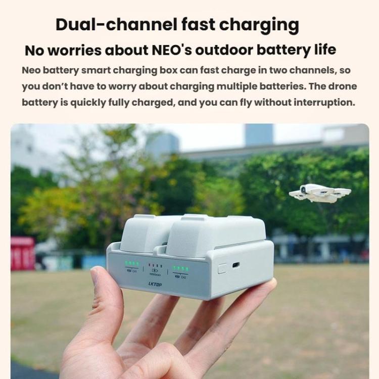 Estuche de carga rápida para batería inteligente de doble canal LKTOP NC016 y gestor de carga para drones, NC016