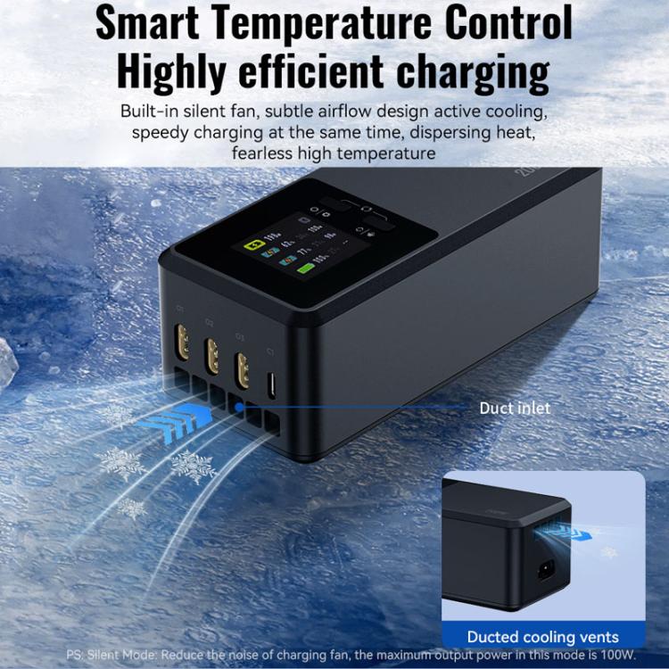 Cargador de 3 canales LKTOP UC342 de 200 W para DJI Matrice 4T / 4E, ideal para fotografía aérea., US Plug, EU Plug