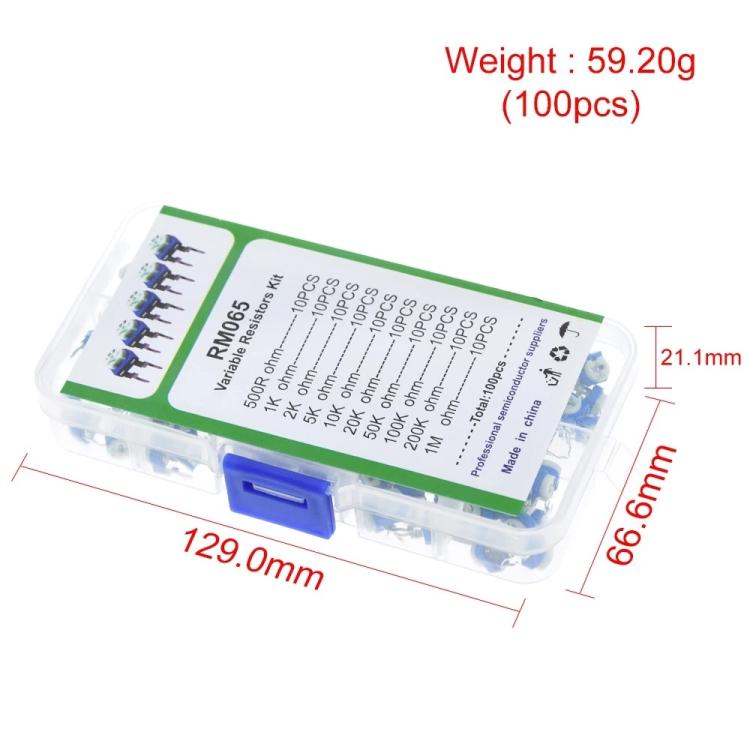 Kit de caja de resistencias ajustables de 100 piezas/juego, 100pcs /Set