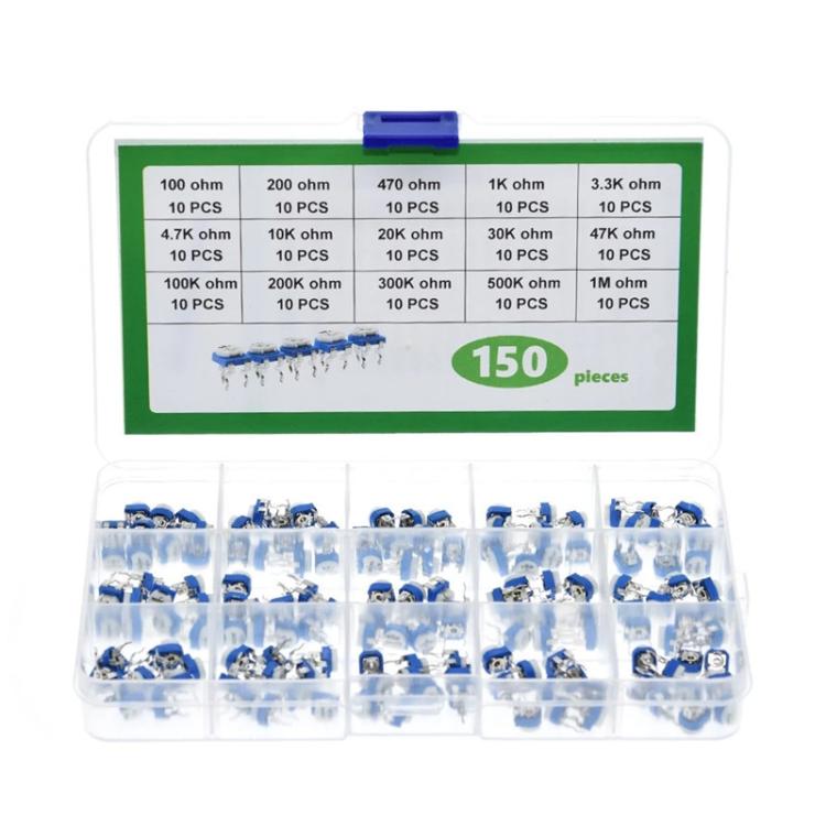 150 piezas/juego de caja de resistencias ajustables de 6 mm con iluminación, 150pcs /Set