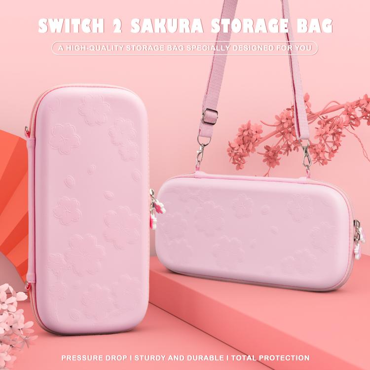 Paquete de accesorios Sakura para Nintendo Switch 2: Estuche portátil con carcasa, 4 agarres para los pulgares, protector de pantalla y soporte., Bundle