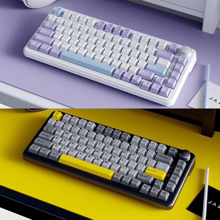 Teclado mecánico Ajazz AK820 MAX de 75 teclas con juntas intercambiables en caliente e iluminación RGB., Tri-mode Sea Salt Shaft V2 Side Carved Gradient Blue, Tri-mode Ice Cream Shaft Purple White Blue, Tri-mode Ice Cream Shaft Black Gray Yellow       ...