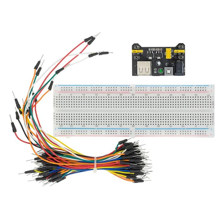 Protoboard MB-102 de 830 orificios + Módulo de alimentación + 65 cables para protoboard