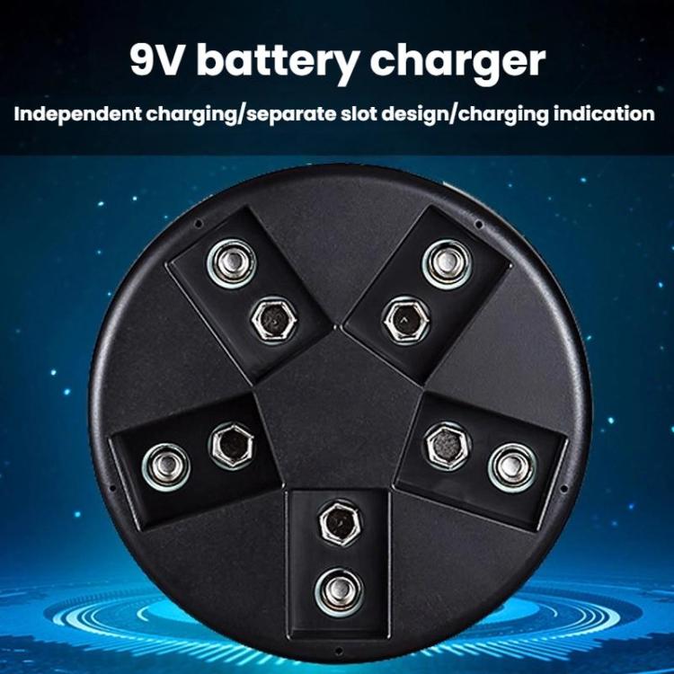 Cargador inteligente de 5 ranuras para baterías de 9 V SK-C705M3 con base de carga USB para baterías Ni-MH.