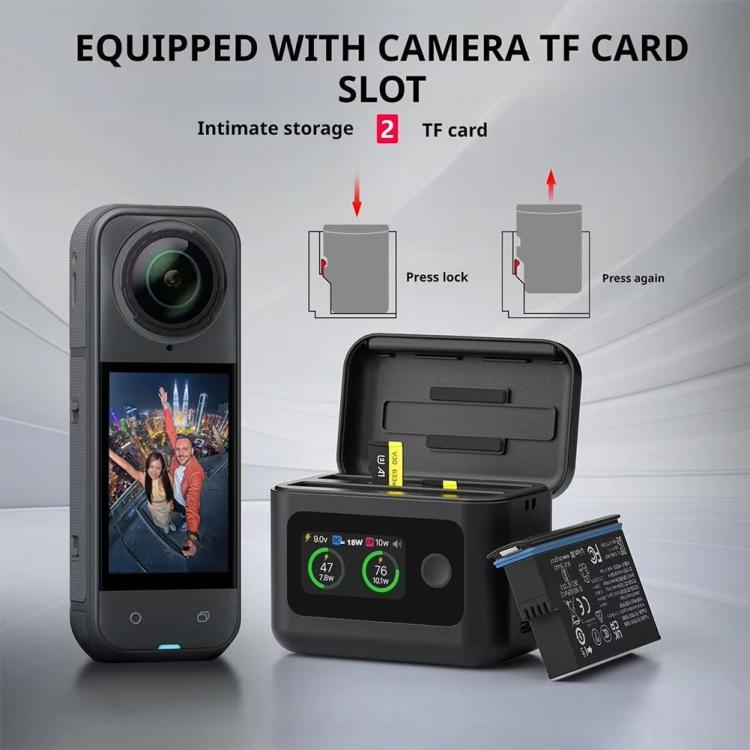 Concentrador de carga de batería SYMIK para estación de carga Insta360 X5, administrador de energía portátil con pantalla LCD de 1,47 pulgadas., For Insta360 X5