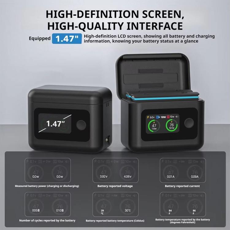 Concentrador de carga de batería SYMIK para estación de carga Insta360 X5, administrador de energía portátil con pantalla LCD de 1,47 pulgadas., For Insta360 X5
