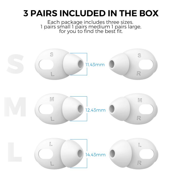 Tapones acústicos de silicona para auriculares AhaStyle PT66-3 (3 pares, tallas S+M+L) para AirPods 3, For AirPods 3 PT66-3