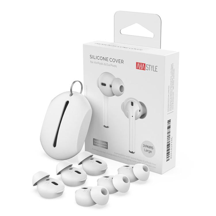 Funda de silicona insonorizada para AirPods 1/2 AhaStyle PT66 (3 pares), Large White, Large Black, Large Pink, Large Light Blue, Small White, Small Black, Small Pink, Small Light Blue
