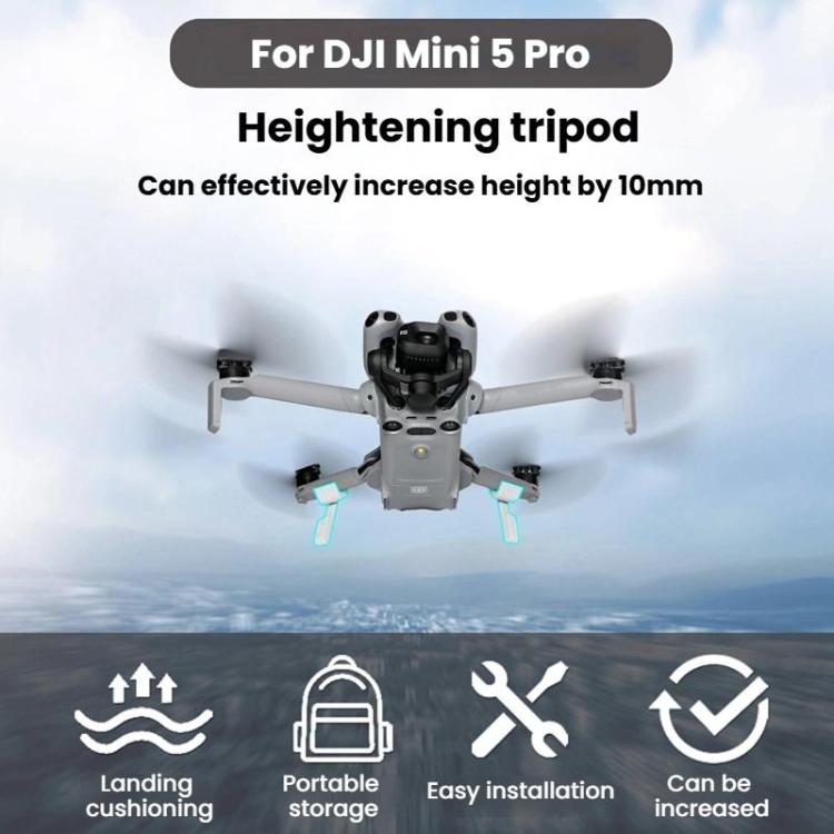 Para DJI Mini 5 Pro, 1 par de trenes de aterrizaje extensibles en altura para drones, soporte protector plegable no desmontable