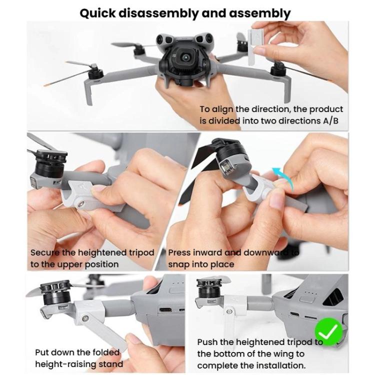 Para DJI Mini 5 Pro, 1 par de trenes de aterrizaje extensibles en altura para drones, soporte protector plegable no desmontable