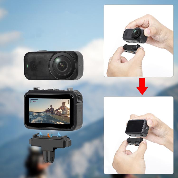 Base adaptadora magnética de liberación rápida para DJI Osmo Nano con 2 garras y orificio para tornillo de 1/4 de pulgada., Adapter Base