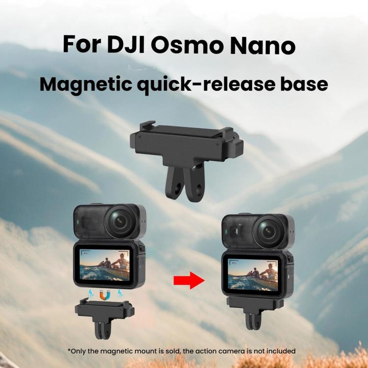 Base adaptadora magnética de liberación rápida para DJI Osmo Nano con 2 garras y orificio para tornillo de 1/4 de pulgada., Adapter Base