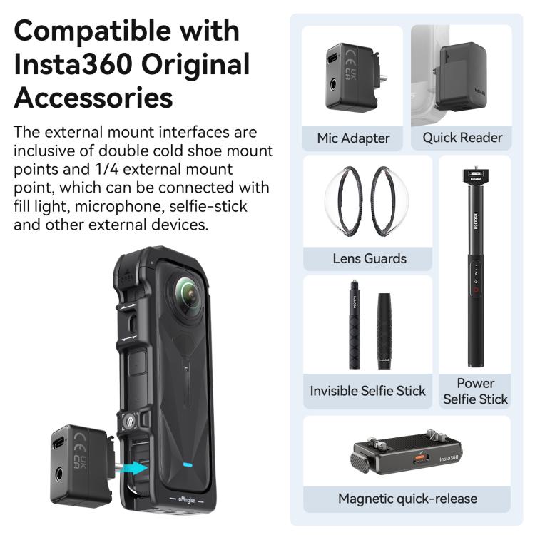 Accesorios para marco de expansión de jaula de plástico de liberación rápida AMagisn para Insta360 X5, PF02