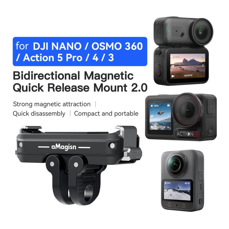 Soporte magnético bidireccional de liberación rápida aMagisn TN11 2.0 para DJI Nano / Osmo 360 / Action 5 Pro / 4 / 3, TN11 Metal