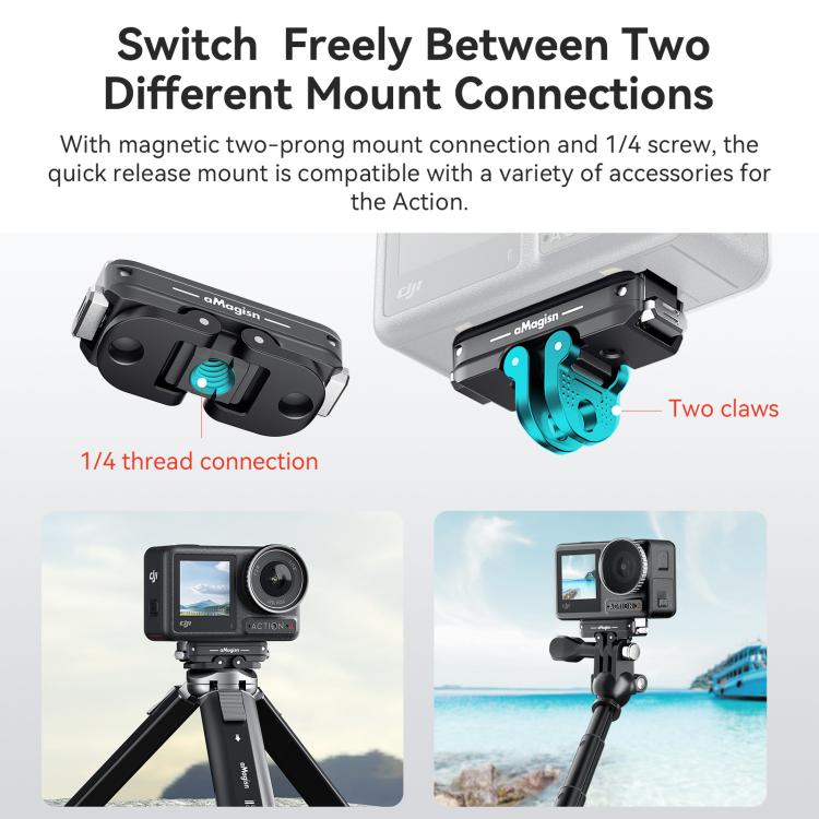 Soporte magnético bidireccional de liberación rápida aMagisn TN11 2.0 para DJI Nano / Osmo 360 / Action 5 Pro / 4 / 3, TN11 Metal