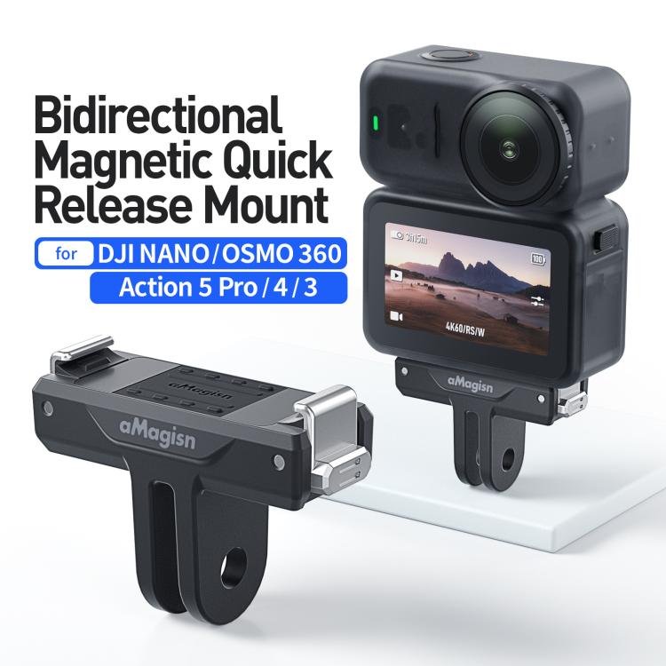 Soporte magnético bidireccional de liberación rápida aMagisn TN10 para DJI Nano / Osmo 360 / Action 5 Pro / 4 / 3, TN10 ABS