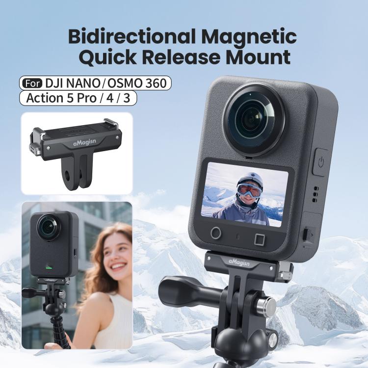 Soporte magnético bidireccional de liberación rápida aMagisn TN10 para DJI Nano / Osmo 360 / Action 5 Pro / 4 / 3, TN10 ABS