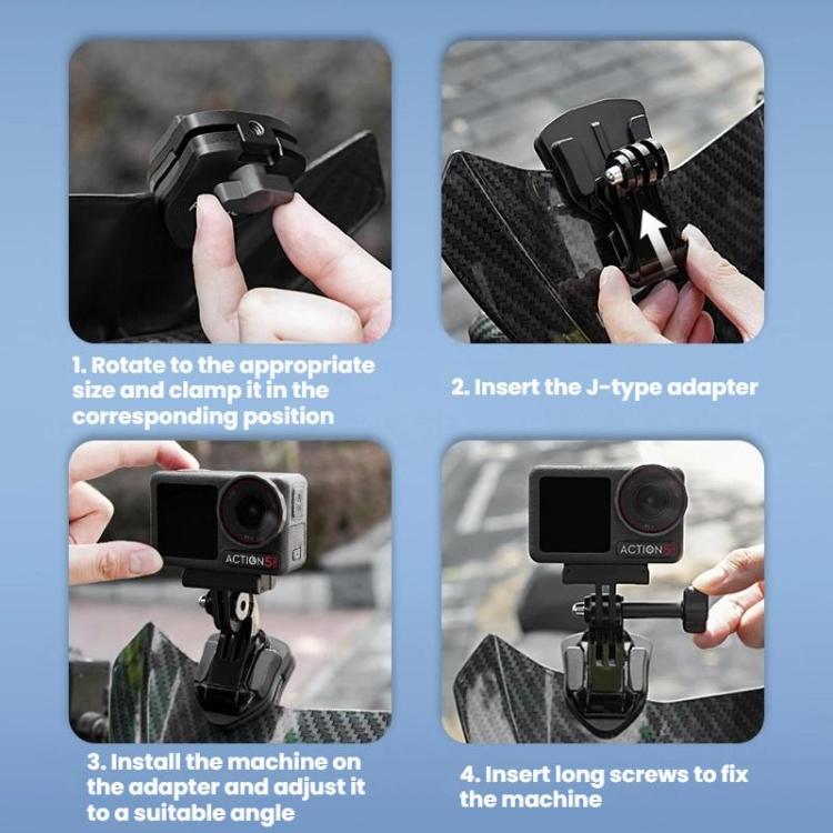 Soporte Flymile para cámara de acción en parabrisas de motocicleta para DJI Osmo Action 5 Pro / GoPro 13