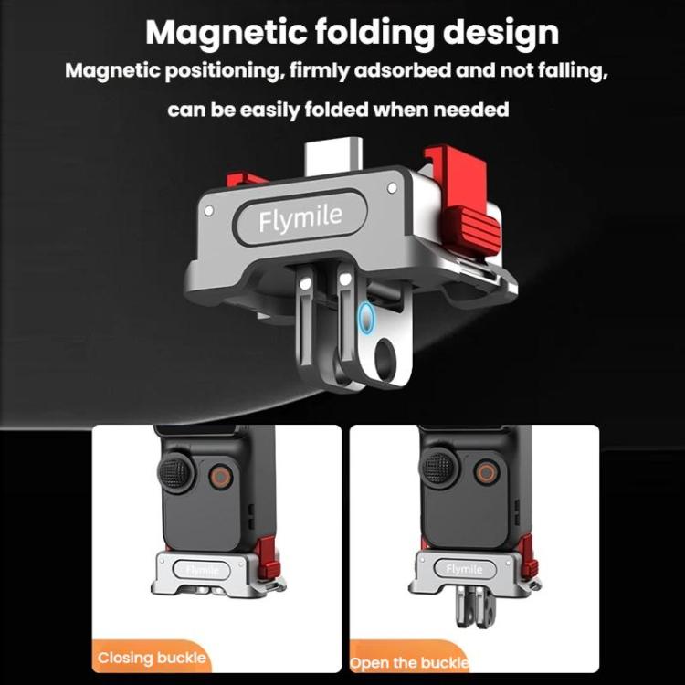 Adaptador de carga magnético de liberación rápida Flymile de doble puerto con rosca de 1/4" para DJI Osmo Pocket 3