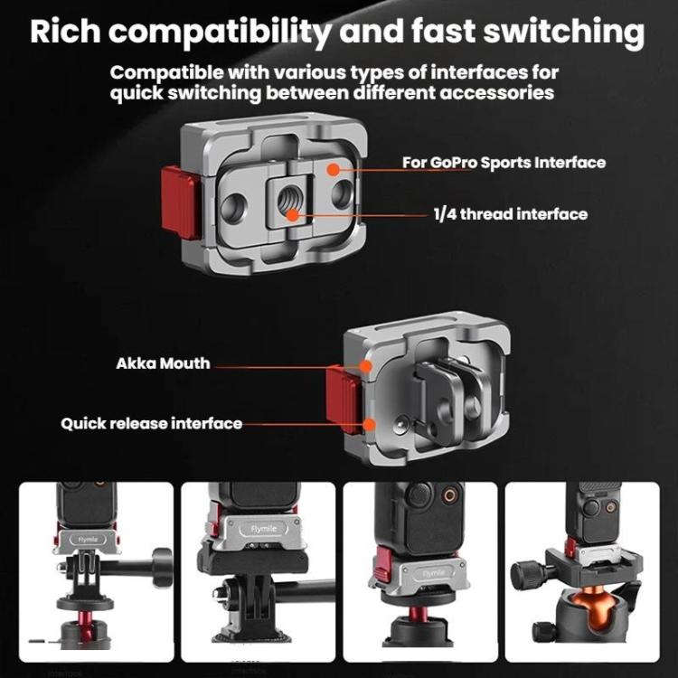 Adaptador de carga magnético de liberación rápida Flymile de doble puerto con rosca de 1/4" para DJI Osmo Pocket 3